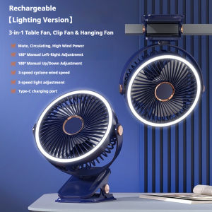 Quạt Kẹp Di Động Có Đèn LED 3 Tốc Độ Điều Chỉnh Quạt Để Bàn Yên Tĩnh Dùng Cho Nhà Phòng Ngủ Cắm Trại - Sử Dụng Nguồn USB Với Pin Tích Hợp