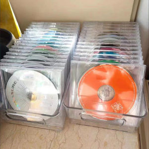 Desktop Large Capacity CD Box Transparent Disc Storage Basket Grain Barbecue Card Album Display Stand Simple Style Korean Pure Color