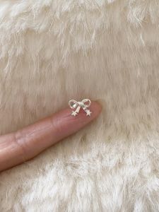 925 Silver Needle Star Butterfly Knot Earrings Womens Niche Design High-End Feelings 2025 New Popular Hoop Earrings Jewelry