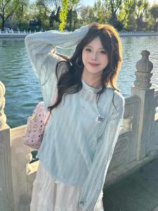 2025 Thời Trang Hàn Quốc Mới Cổ Tròn Dài Tay Nữ Thiết Kế Đa Năng Ôm Vừa Vặn Đơn Giản Thanh Lịch Thường Ngày Mùa Hè