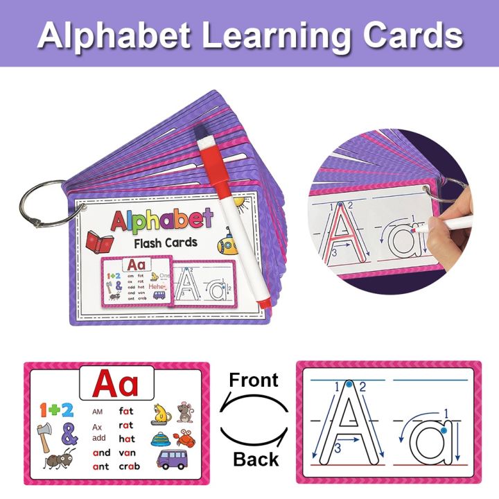 Montessori Alphabet Letter A-Z Learning Cards English Vocabulary Words ...