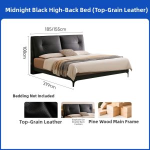 Modern Minimalist Pressure-Free Elephant-Ear Soft Package Leather Bed