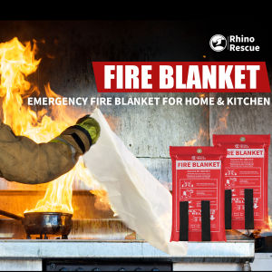 RHINO RESCUE Fire Blanket 40×40 Fiberglass Emergency Fireproof Gear Flame Retardant Protection for Home Kitchen
