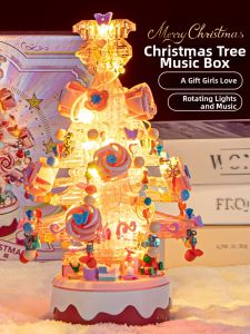 YIXINGMING | Rotating Music Box Christmas Tree Building Blocks