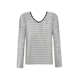 YUEZHONGWEI | เสื้อยืดแขนยาวผ้าไหมน้ำแข็งลายทางสีบล็อกสำหรับผู้หญิงในช่วงฤดูร้อน ทรงหลวม บาง ใส่สบาย ระบายอากาศได้ดี ป้องกันแสงแดด