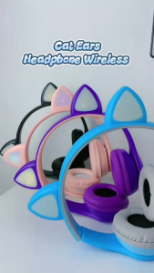 P47M Bluetooth Wireless Earphone Flash Light Headset Kid Girl Wireless Headphone Cat Ears