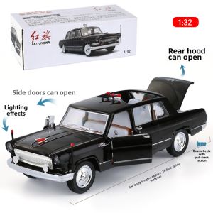 SHENGHUI | 1:32 Scale Alloy Red Flag Inspection Vehicle Model Pull-Back Sound & Light Toy Car