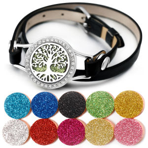 Inlaid Zirco Aromatherapy Bracelet Perfume Essential Oil Diffuser Locket Tree Of Life Multilayer Leather Couple Bracelet Jewelry