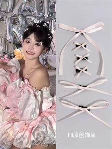 Ins Popular Hair Ties Bow Knot Princess Sweet Style Photography Hair Accessories Set Non-Tessellated Material Side Clip