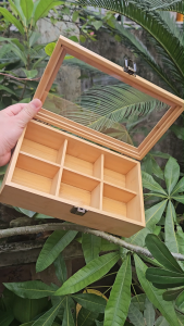 Hộp đựng đồng hồ hộp trang sức 6 ngăn mặt kính có khóa chất liệu tre gỗ độc đáo - Flydecor