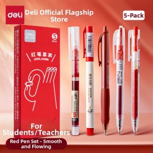 deli | Quick-drying 0.5mm Red Pen Student Teacher Festival Gift 0.5mm