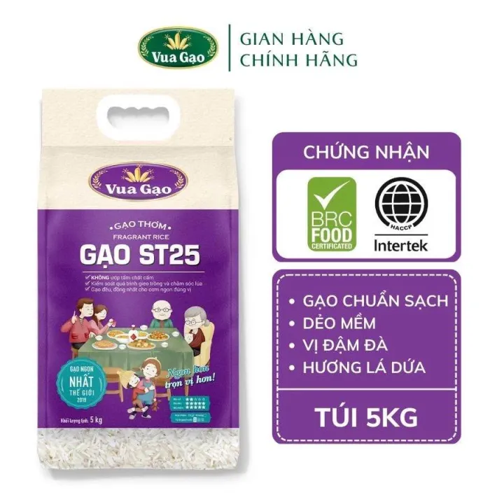 Gạo ST25 vua gạo Túi 5kg Thơm Ngon, Dẻo Vị Đậm Đà