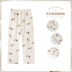 MiiOW | Quần ngủ cotton nguyên chất cho nữ mùa hè mỏng dài mềm mại thoáng khí quần mặc nhà thoải mái cho nữ