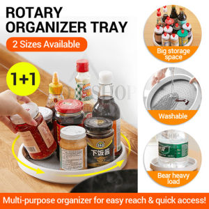 🇸🇬 360 Rotating Tray Condiment Organizer Sauce Rack Spice Tray Organizer / Seasoning Rack Shelf / Kitchen Organizer