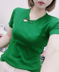 เสื้อยืดแขนสั้นทรงสลิมฟิตสำหรับผู้หญิงในช่วงฤดูร้อนปี 2022 สไตล์จีนโบราณ เสื้อเชิ้ตผู้หญิงแบบลำลอง สีสันสดใส ทรงหลวม