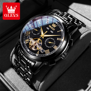 OLEVS resmi autentik jam tangan pria otomatis dewasa 2024 anti air mode mewah bercahaya kalender dial jam tangan laki laki free box