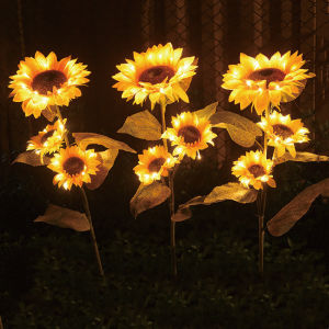Outdoor Sunflower Solar Lights with 3LED/1LED Sunflower Yellow Flower Lights for Yard Villa Lawn Home Garden Pathway Decoration