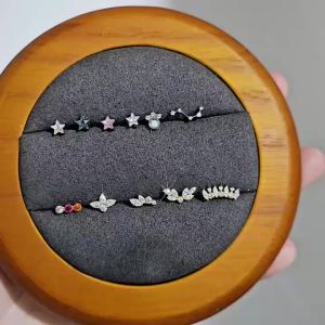 1PC Hoa Tai Hình Giọt Nước Zircon Marquise Dạng Cánh Khuyên Tai Helix 16G Titan G23 Mặt Phẳng Khuyên Môi Trang Sức Thời Trang