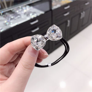 Rhinestone Hair Accessories Shiny Bows Crystal Hair Tie Hair Rope Rubber Band Exquisite and Versatile Sweet Headwear Japan and South Korea Best Selling