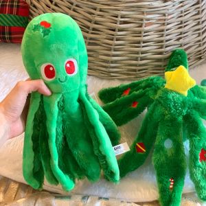 Reversible Squeaky BARK Christmas Xmas Tree Green Holly Jolly Ollie Octopus Plush Pet Dog Puppy Cat Soft Toy Squeaker Crinkle Sound
