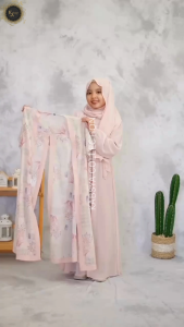 Baju Gamis Anak Perempuan Kaftan Syari Set Bahan Cerutty Babydoll untuk Manasik & Pengajian (3-12 Tahun) Shabira