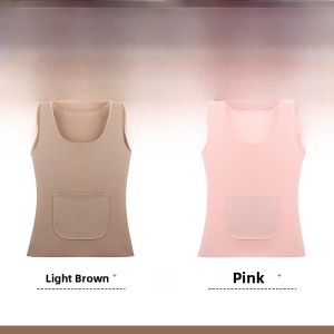 MiiOW | Warm Fleece Vest Womens Autumn Winter Double Pocket Belly Warmth Waist Protection Can Place Warm Baby Inner Wear Base Shirt