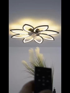 Inverter Ceiling Fan with LED Light For Living Room 7 Blades Ceiling Fan Light with Remote Control Ceiling fan with light modern design kitchen Ceiling Fan Light With Fan For Living Room Restaurant Bedroom Design Chandelier with fan and Remote