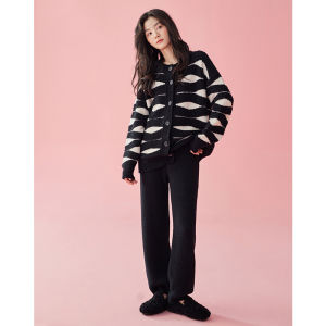 Warm Thermal Black Coral Fleece Pajama Set