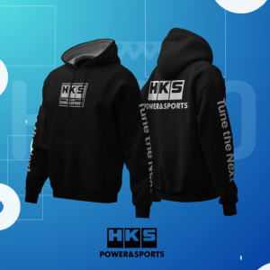Hoodie Sweater Jaket Jumper HSCLO HKS POWER AND SPORT BLACK HOODIE Bahan Fleece Jaket Lengan Panjang Ukuran Jumbo Big Size XS S M L XL XXL 3XL 4XL 5XL