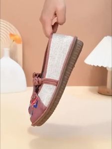 Sepatu Wanita Kain Beijing Fashion Anyaman Bordir a Etnik Hanfu Bawah Lembut Ibu HF41