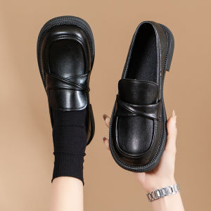 Black Flat Bottom Loafers Womens New Style Genuine Leather British Style Comfortable Soft Bottom Commuter Versatile Small Leather Shoes