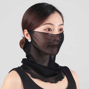 Summer Gauze Scarf Veil Ear Mask Hood Spring Lightweight Muffler Women Decorative Small Silk Scarf Sunscreen Mask