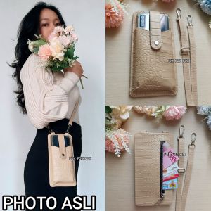 Fox - Tas slempang Wanita Dompet Handphone Croco Mint Wardah