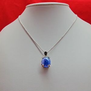 สร้อยคอลายกระดูกงูกลมห้อยจี้พลอยเม็ดแก้ว 16 นิ้ว สีโรเดียม ตะขอก้ามปู พลอยมีหลายสีให้เลือก ใส่ได้ทุกโอกาส รูปถ่ายจากสินค้าจริง