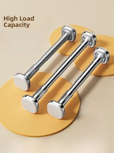 Expandable Clothesline Rod Bathroom Curtain Rod Shower Curtain Rod No Drilling Required Retractable Support Bracket