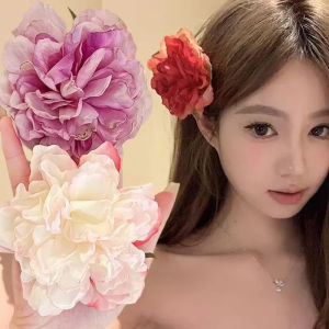 กิ๊บติดผมเด็กดอกไม้แฟชั่นวินเทจขนาดใหญ่สไตล์โบเฮสำหรับผู้หญิงกิ๊บติดผมดอกกุหลาบขนาดใหญ่สำหรับเจ้าสาวอุปกรณ์เสริมบาร์เร็ตต์ของหญิงสาว