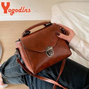 Yogodlns Vintage หนังหญิงกระเป๋าผู้หญิงขนาดเล็กไหล่กระเป๋า Crossbody Messenger กระเป๋ากระเป๋าถือลําลอง
