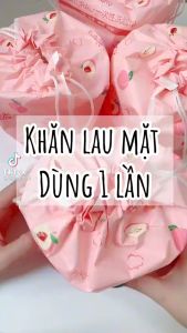 Cuộn khăn mặt khô tẩy trang khăn giấy cotton lau mặt dùng một lần kèm túi đựng màu hồng xinh xắn
