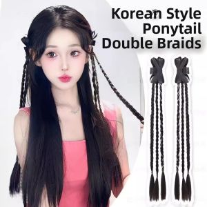 MONLEYTA | Long Twisted Braid Fake Hair for Women Realistic Hot Girl Spicy Braided Pigtails Trendy Knotted Hair Extensions Manlieta Brand