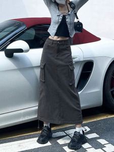 American Style Workwear Mini Skirt Womens Autumn Winter New High Waist Slim A-Line Midi Skirt Korean Style Commute