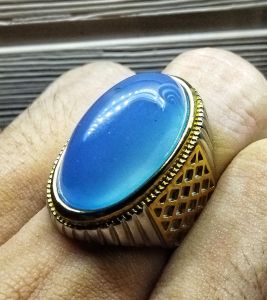 Cincin Batu Akik Blue Calcedony Semi Jumbo
