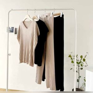 Casual Fashion  High Quality Knitted Loose Batwing  V neck Top and Maxi Trouser Pants 2in1 Set Coordinates Terno   - XS to Large - classy and elegant - timeless clothes - casual or party clothes - classic top - super kapal ng tela - hindi kayo magsisi - o