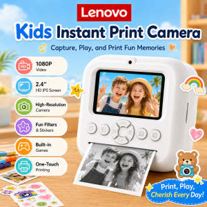 Lenovo | Lenovo Color Printing Camera Kids Instant Camera 1080P Digital Camera Print Photo Children Christmas Birthday Gift 1300mAh DY35