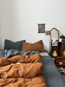 Retro Pleated Bedding Set Pure Cotton Quilt Cover Sheet Dormitory Duvet Cover Single Three-piece Set Four-piece Set Warmth Retention