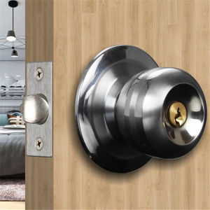 1 Set Door Knob With Lock And Key Stainless Steel Round Ball Lock Interior/Exterior Door Knob Handle For Bedroom Bathroom/Entry Door With 3 Keys