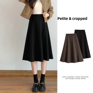 Short Womens Autumn Large Size Black Coffee Color Umbrella Skirt