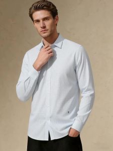 Áo Sơ Mi Nam Dài Tay Thời Trang Đa Năng Đi Làm Thiết Kế Lưới Nhỏ Phong Cách Cổ Điển Chất Liệu Cotton Pha Polyester