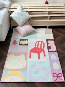 VIKAMA Cartoon Imitation Cashmere Carpet Bedroom Entrance Bed Side Soft Comfortable Foot Pad Home Decoration