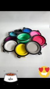 silicone pet bowl lipat mangkok karet tebal tempat makan minum hewan anjing kucing aksesoris SH J19