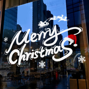 Christmas Decorative Window Paper Cuts Christmas Atmosphere Layout Static Electricity Window Stickers Store Window Glass Sticker Door Sticker